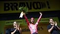 epa12229694 Irish rider Ben Healy of EF Education - EasyPost team celebrates on the podium after winning the 6th stage of the Tour de France cycling race over 201.5km from Bayeux to Vire Normandie, France, 10 July 2025.  EPA/MARTIN DIVISEK