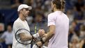 epa13227399 Alexander Zverev (R) of Germany salutes Botic Van de Zandschulp (L) of the Netherlands after winning their match during the Men's Singles Quarterfinals of the US Open Tennis Championships at the USTA Billie Jean King National Tennis Center in Flushing Meadows, New York, USA, 09 September 2026.  EPA/CRISTOBAL HERRERA-ULASHKEVICH