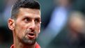 Serbia's Novak Djokovic reacts after a point against Germany's Yannick Hanfmann during their ATP 250 Geneva Open tennis tournament single match, in Geneva on May 22, 2024. 
Fabrice COFFRINI / AFP