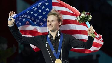 Ilia Malinin of the United States skates with his gold medal during the victory ceremony for the men's free program at the International Skating Union (ISU) World Figure Skating Championships in Montreal, Canada, on March 23, 2024. 
Geoff Robins / AFP