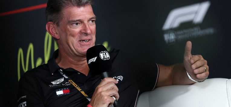 Cadillac's British team principal Graeme Lowdon speaks at a press conference ahead of the second practice session of the Formula One Australian Grand Prix at the Albert Park Circuit in Melbourne on March 6, 2026.  
Martin KEEP / AFP