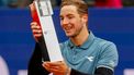 Germany's Jan-Lennard Struff presents his trophy after defeating Taylor Fritz from the US (not in picture) in the final match of the Men's ATP Tour tennis tournament on April 21, 2024 in Munich, southern Germany. 
ALEXANDRA BEIER / AFP
