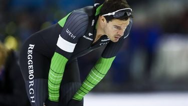 HEERENVEEN - Hein Otterspeer reageert na de 1000 meter tijdens de laatste dag van het NK afstanden in Thialf. ANP VINCENT JANNINK