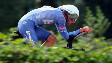 Alpecin-Deceuninck's Dutch rider Mathieu van der Poel competes during stage two of the 