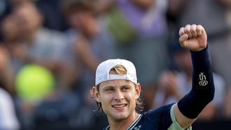 DEN BOSCH - Zizou Bergs (BEL) na zijn gewonnen partij tegen Reilly Opelka (USA) tijdens de halve finale van het Libema Open. Het tennistoernooi vindt plaats in in het Autotron van Rosmalen. ANP SANDER KONING