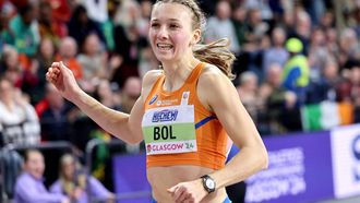 epa11195242 Femke Bol of the Netherlands wins the Women's 400m final at the World Athletics Indoor Championships in Glasgow, Britain, 02 March 2024.  EPA/ROBERT PERRY
