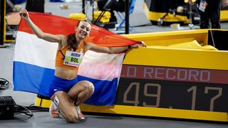 GLASGOW - Femke Bol in actie in de finale van de 400 meter, op de tweede dag van de wereldkampioenschappen indooratletiek in Schotland. ANP ROBIN VAN LONKHUIJSEN