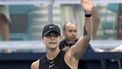 epa11237703 Aryna Sabalenka of Belarus celebrates winning against Paula Badosa of Spain in their women's second round match of the 2024 Miami Open tennis tournament in Miami, Florida, USA, 22 March 2024.  EPA/CRISTOBAL HERRERA-ULASHKEVICH