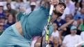 epa12305791 Carlos Alcaraz of Spain in action against Alexander Zverev of Germany during the semi-final round of the Cincinnati Open tennis tournament in Mason, Ohio, USA, 16 August 2025.  EPA/MARK LYONS