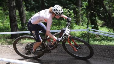 2023-06-25 00:00:00 epa10710699 Puck Pieterse of the Netherlands in action during the Women's Cross-country at the European Games Krakow 2023 in Krynica-Zdroj, Poland, 25 June 2023.  EPA/Grzegorz Momot POLAND OUT