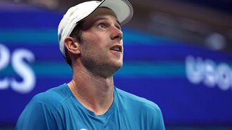 Netherlands' Botic van De Zandschulp looks on after a point against Spain's Carlos Alcaraz during their men's singles second round tennis match on day four of the US Open tennis tournament at the USTA Billie Jean King National Tennis Center in New York City, on August 29, 2024. 
CHARLY TRIBALLEAU / AFP