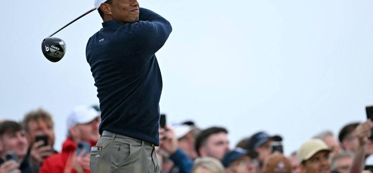 (FILES) US golfer Tiger Woods watches his drive from the 4th tee during his second round, on day two of the 152nd British Open Golf Championship at Royal Troon on the south west coast of Scotland on July 19, 2024. Golf superstar Tiger Woods was involved in a car crash in Florida on March 27, 2026, US media reports citing local law enforcement said. There was no immediate word on Woods' condition following the incident in Jupiter Island, ABC television reported. NBC local news affiliate WPTV showed a picture of the crash scene showing a sports utility vehicle flipped onto its side.

Paul ELLIS / AFP
