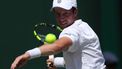 2023-07-07 14:14:30 epa10732188 Botic van de Zandschulp of the Netherlands in action during his Men's Singles 2nd round match against Alejandro Davidovich Fokina of Spain at the Wimbledon Championships, Wimbledon, Britain, 07 July 2023.  EPA/ISABEL INFANTES   EDITORIAL USE ONLY