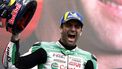 epa12090977 French MotoGP rider Johann Zarco of LCR Honda Team celebrates on the podium after winning the Moto GP race at the French Motorcycling Grand Prix in Le Mans, France, 11 May 2025.  EPA/YOAN VALAT