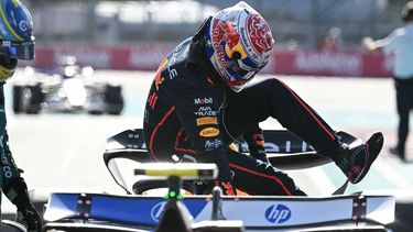 Red Bull Racing's Dutch driver Max Verstappen gets out of his car at the end of Sprint qualifying for the 2025 Miami Formula One Grand Prix at Miami International Autodrome in Miami Gardens, Florida, on May 2, 2025.  
Chandan Khanna / AFP