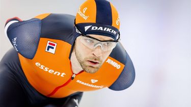 HAMAR - Chris Huizinga (Nederland) tijdens de 10.000 meter mannen op de laatste dag van het WK afstanden in het Noorse Hamar. ANP SEM VAN DER WAL