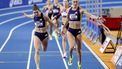 APELDOORN - Myrte van der Schoot en Lieke Klaver in actie tijdens de finale van de 400 meter op de tweede en laatste dag van het NK atletiek indoor. ROBIN VAN LONKHUIJSEN / ANP