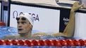 France's Yannick Agnel reacts after the Men's 200m Freestyle heats during the swimming event at the Rio 2016 Olympic Games at the Olympic Aquatics Stadium in Rio de Janeiro on August 7, 2016.   
GABRIEL BOUYS / AFP