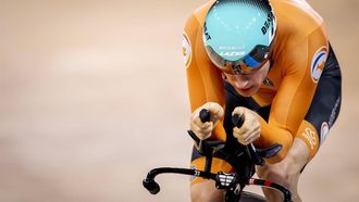 BERLIJN - Theo Bos in actie tijdens de 1KM Tijdrit op de derde dag van de wereldkampioenschappen 
baanwielrennen. ANP KOEN VAN WEEL