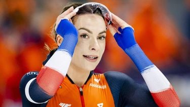 HAMAR - Femke Kok (Nederland) tijdens de 1000 meter vrouwen op de derde dag van het WK afstanden in het Noorse Hamar. ANP SEM VAN DER WAL
