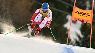 Austria’s Marco Schwarz competes in the Men's Downhill race at the FIS Alpine Skiing World Cup event in Bormio, Italy, on December 28, 2023. 
FABRICE COFFRINI / AFP