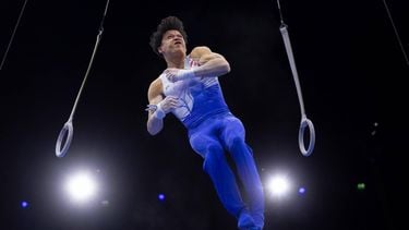 ROTTERDAM - Jermain Gruenberg tijdens de kwalificaties op de wereldkampioenschappen turnen in Rotterdam Ahoy. IRIS VAN DEN BROEK / ANP