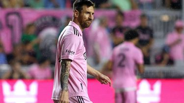 2023-10-08 03:06:34 Inter Miami's Argentine forward 
 Lionel Messi looks on during the Major League Soccer (MLS) football match between Inter Miami CF and FC Cincinnati at DRV PNK Stadium in Fort Lauderdale, Florida, on October 7, 2023. 
Chris Arjoon / AFP