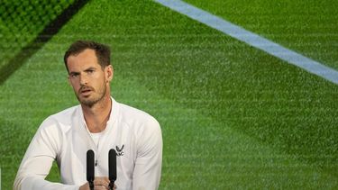 Britain's Andy Murray attends a Pre-Championships Press Conference in the Media Theatre in the Broadcast Centreon the eve of the 2024 Wimbledon Championships at The All England Lawn Tennis and Croquet Club in Wimbledon, southwest London, on June 30, 2024. 
Florian EISELE / AELTC / POOL / AFP