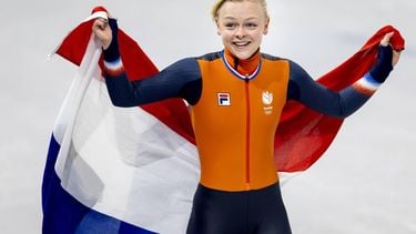 MILAAN - Xandra Velzeboer tijdens de finale voor de 500 meter bij het shorttrack schaatsen in de Milano Ice Skating Area op de Olympische Winterspelen van Milaan. SEM VAN DER WAL / ANP