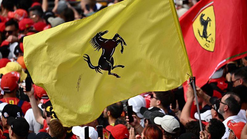 Spectators wave Ferrari banners at the end of the Emilia Romagna Formula One Grand Prix at the Autodromo Enzo e Dino Ferrari race track in Imola on May 19, 2024. 
GABRIEL BOUYS / AFP