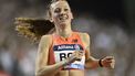 2023-09-08 20:51:01 Netherlands' Femke Bol reacts as she wins the Women 400m Hurdlers event of the Brussels IAAF Diamond League athletics meeting on September 8, 2023 at the King Baudouin stadium. 
JOHN THYS / AFP