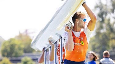 BELGRADO - Tone Wieten in actie tijdens de vijfde dag van de wereldkampioenschappen roeien in de Servische hoofdstad Belgrado. ANP IRIS VAN DEN BROEK