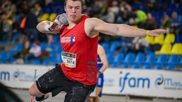 Dutch athlete Yannick Rolvink competes in the shot put event during the IAAF World Indoor Tour Athletics Meeting in Ghent on January 31, 2026. 
DAVID PINTENS / Belga / AFP