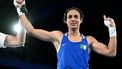 Algeria's Imane Khelif (Blue) reacts after beating Thailand's Janjaem Suwannapheng in the women's 66kg semi-final boxing match during the Paris 2024 Olympic Games at the Roland-Garros Stadium, in Paris on August 6, 2024. 
MOHD RASFAN / AFP