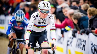 2023-02-12 01:00:00 Dutch Fem Van Empel competes during the women's elite race of the Krawatencross cyclocross, the seventh stage (out of 8) in the Trofee Veldrijden competition, in Lille, Belgium, on February 12, 2023. 
JASPER JACOBS / Belga / AFP