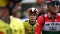 Team Visma-Lease a Bike's Danish rider Jonas Vingegaard reacts prior to the start of the 1st stage of the 77th edition of the Criterium du Dauphine cycling race, 195,8 km between Domérat and Montlucon, on June 8, 2025. 
Anne-Christine POUJOULAT / AFP