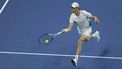 2023-10-04 21:28:11 epa10899527 Jannik Sinner of Italy in action during the Men's Singles Final match against Daniil Medvedev of Russia at the China Open tennis tournament in Beijing, China, 04 October 2023.  EPA/ANDRES MARTINEZ CASARES