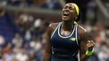 USA's Coco Gauff reacts after winning her women's singles second round tennis match against Germany's Tatjana Maria on day three of the US Open tennis tournament at the USTA Billie Jean King National Tennis Center in New York City, on August 28, 2024. 
CHARLY TRIBALLEAU / AFP