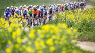 MAASTRICHT - Het peloton in actie tijdens het WK gravel. Het is de eerste keer dat dit wereldkampioenschap in Nederland werd gehouden. ANP MARCEL VAN HOORN