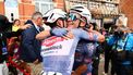 Belgian Jasper Philipsen of Alpecin-Deceuninck celebrates after winning stage 3 of the Baloise Belgium Tour cycling race, from Turnhout to Scherpenheuvel-Zichem (188,3 km) on June 14, 2024. 
DAVID PINTENS / Belga / AFP