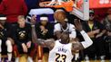 epa11306152 Los Angeles Lakers forward LeBron James dunks the ball during the second half of the NBA playoffs round one, game four between the Denver Nuggets and Los Angeles Lakers in Los Angeles, California, USA, 27 April 2024.  EPA/ALLISON DINNER SHUTTERSTOCK OUT