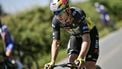 Team Visma - Lease a bike team's Belgian rider Wout van Aert during the 8th stage of the 112th edition of the Tour de France cycling race, 171.4 km between Saint-Meen-le-Grand and Laval Espace Mayenne, western France, on July 12, 2025. 
Loic VENANCE / AFP