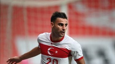 Turkey's midfielder Deniz Turuc celebrates after scoring his team's second goal during the friendly football match between Turkey and Croatia at the Vodafone Park in Istanbul on November 11, 2020. 
Ozan KOSE / AFP