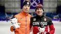 GANGNEUNG - Jorrit Bergsma (L), zilver, en Ted-Jan Bloemen, goud, in de Gangneung Oval tijdens de 10000 meter op de Olympische Winterspelen van Pyeongchang. ANP JERRY LAMPEN