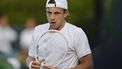 2023-07-05 19:50:47 epa10728400 Tallon Griekspoor of the Netherlands react as he plays Marton Fucsovics of Hungary in their Men's Singles 1st round match at the Wimbledon Championships, Wimbledon, Britain, 05 July 2023.  EPA/TOLGA AKMEN   EDITORIAL USE ONLY