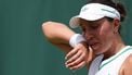 US player Jessica Pegula gestures as she plays against Italy's Elisabetta Cocciaretto during their women's singles first round tennis match on the second day of the 2025 Wimbledon Championships at The All England Lawn Tennis and Croquet Club in Wimbledon, southwest London, on July 1, 2025. 
Adrian Dennis / AFP