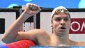 France's swimmer Leon Marchand reacts after winning  the final of the men's 400m individual medley swimming event during the 2025 World Aquatics Championships in Singapore on August 3, 2025. 
Manan VATSYAYANA / AFP