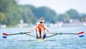 AMSTERDAM - Karolien Florijn in actie tijdens de heats op het onderdeel skiff op de derde dag van de wereldkampioenschappen roeien op de Bosbaan in het Amsterdamse Bos. IRIS VAN DEN BROEK / ANP
