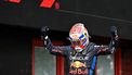 Red Bull Racing's Dutch driver Max Verstappen celebrates after winning the Emilia Romagna Formula One Grand Prix at the Autodromo Enzo e Dino Ferrari race track in Imola on May 18, 2024. 
ANDREJ ISAKOVIC / AFP