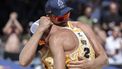 epa13089075 Netherland's Stefan Boermans, right, and Alexander Brouwer celebrate their victory against USA's Trevor Crabb and Chase Budinger during the Volleyball World Beach Pro Tour Elite16 men's gold medal match, in Gstaad, Switzerland, on Sunday, July 5, 2026.  EPA/PETER SCHNEIDER